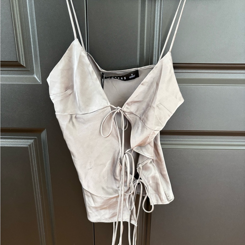 Lioness Taupe Lace-Up Satin Camisole